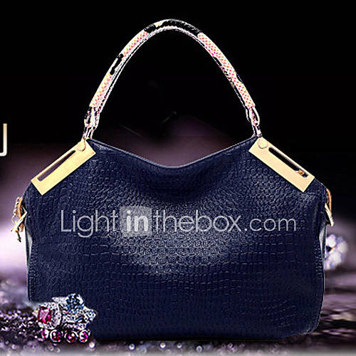 MIQIANLIN Womens Trendy Crocodile Stripe Handbag(Dark Blue)