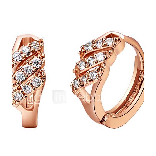 Stylish Gold Or Silver Plated With Cubic Zirconia Womens Earrings(More Colors)