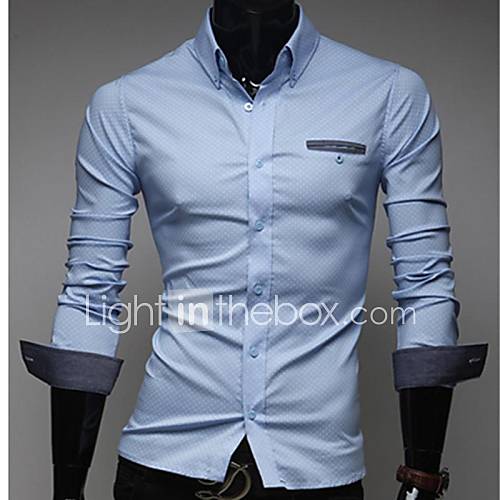 Mens Dots Slim Long Sleeve Shirt