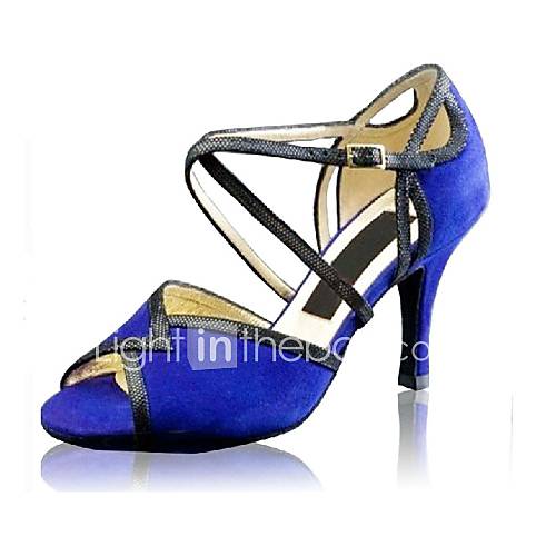 Customized Womens Velvet Cross Strap Sandals Ballroom Latin Dance Shoes