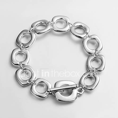 High Quality Classic Silver Silver Plated Pierced Rectangle Linked Charm Bracelets
