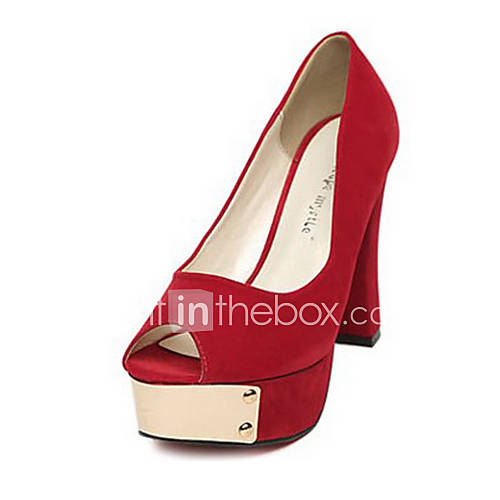 Suede Womens Chunky Heel Peep Toe Pumps/Heels Shoes(More Colors)