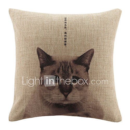 Modern Melancholy Cat Pattern Decorative Pillow Cover