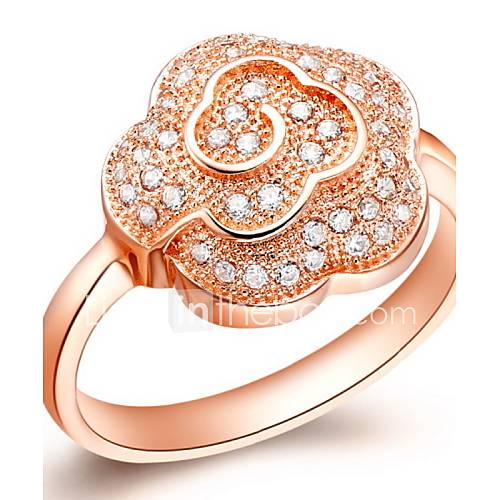 Stylish Sliver Or Gold With Cubic Zirconia Flower Womens Ring(1 Pc)