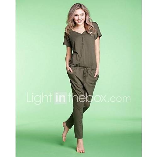 Spring and Summer Fashion Leisure Ladies Short Sleeved Pants Conjoined Home Furnishing Wear