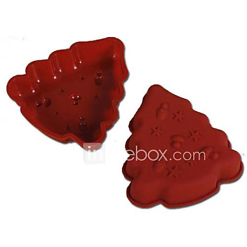 Stars and Mushrooms Decorated Christmas Tree Shape Cake Mould, Silicone Material, Random Color