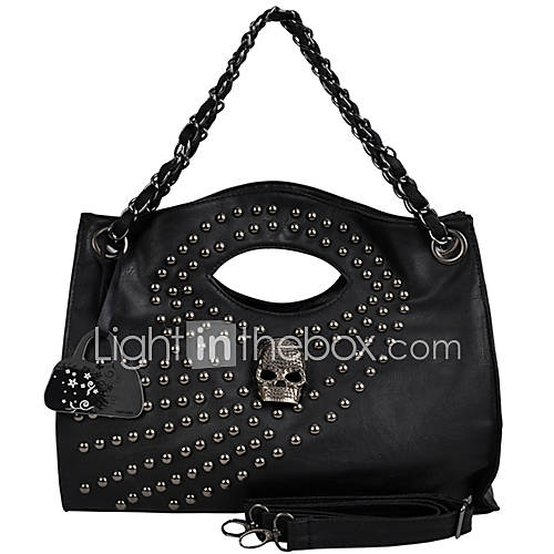 Womens Fashion Casual Large Tote With Skull And Rivet