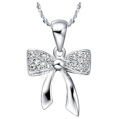 Graceful Bowknot Shape Silvery Alloy Womens Necklace(1 Pc)