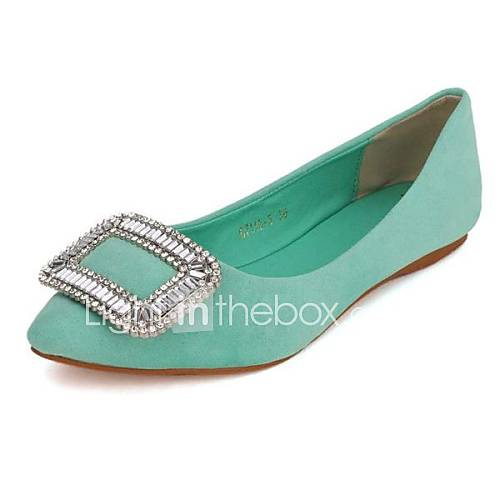 Flocking Womens Flat Heel Ballerina Flats with Rhinestone Shoes (More Colors)