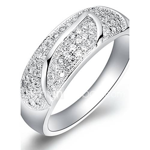 Elegant Style Sliver Clear With Cubic Zirconia Band Womens Ring(1 Pc)