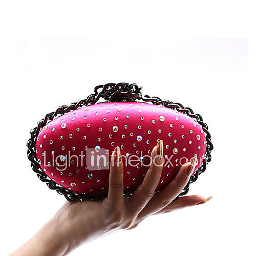 ONDY NewOval Shaped Character Satin Evening Bag (Fuchsia)