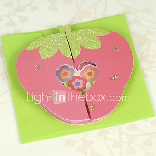 Strawberry Design Double Gate Fold Greeting Card for Birthday