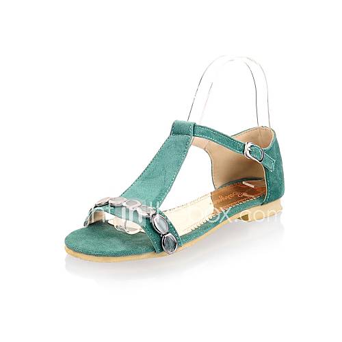 Suede Womens Flat Heel Open Toe Sandals with Buckle Shoes(More Colors)