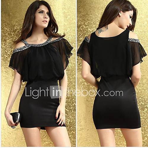 Womens Fashion Short Batwing Sleeve Strap Mini dress