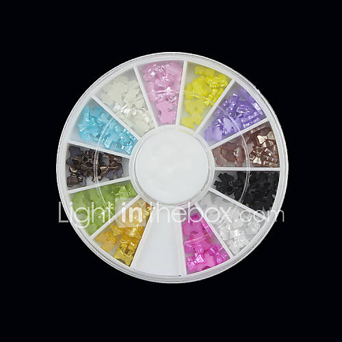 12 Color Transparent Bow Nail Art Arcylic Decorations