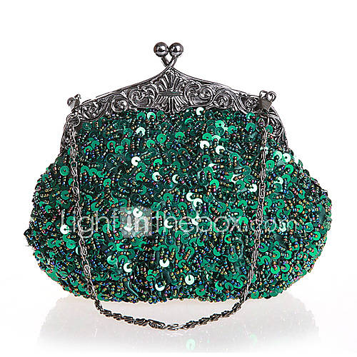 BPRX New WomenS Exquisite Shape Paillette Evening Bag (Green)