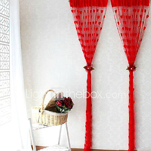 Knitted Lace Hearts Curtain Line   Random Colors Available (39W × 78L)