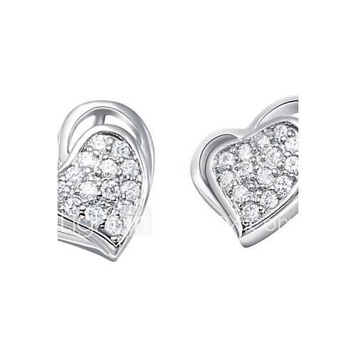 Sweet Silver Plated Silver With Cubic Zirconia Heart Shape Womens Earring