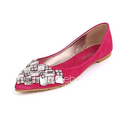 Leather Womens Flat Heel Ballerina Flats with Rhinestone Shoes (More Colors)
