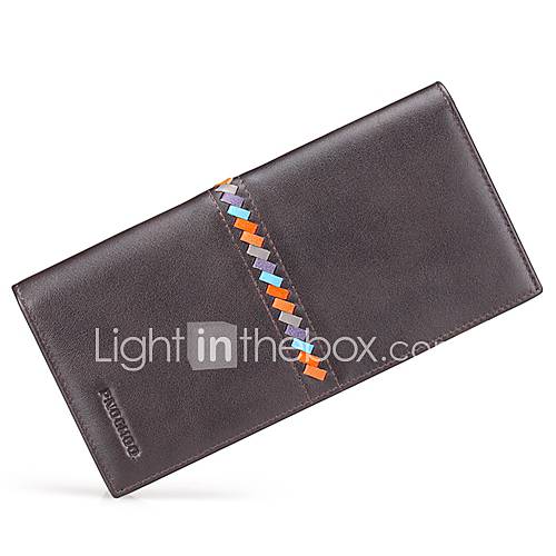 MenS Long Leather Couple Woven Wallet