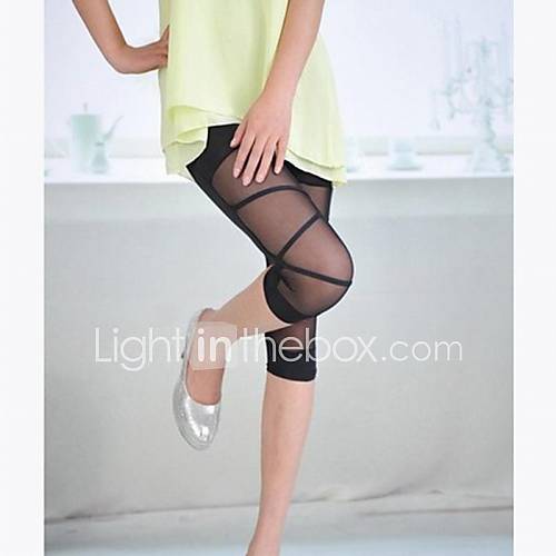 Sexy Net Yarn Splicing Cropped Trousers Leggings