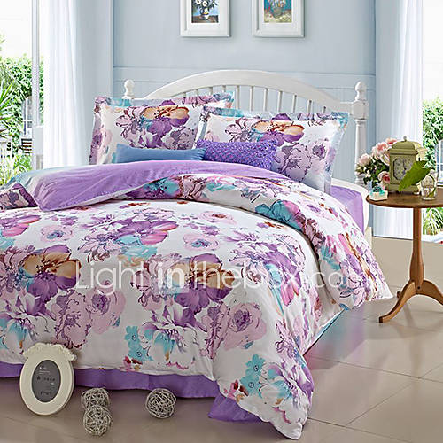 LIONSUZ Purple Color Cotton Twill Four Piece(Screen Color)