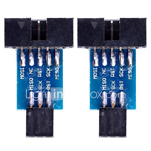 ATMEL ISP Programmer 10 Pin to 6 Pin Convertor   Black (2PCS)