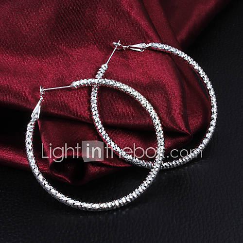 High Quality Elegant National Slivery Alloy Womens Hoop Earring(1 Pair)