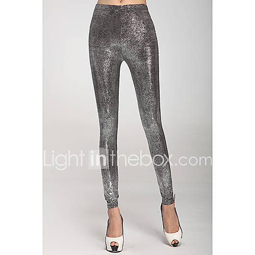 Womens Wet look Metallic Leggings Silver