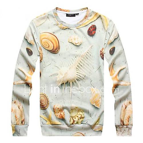 Mens 3D Series Shell Pattern Printing Fashion Fleece