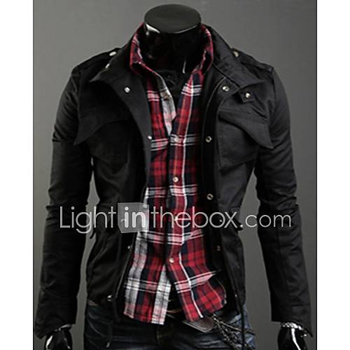 Mens Unique Lapel Solid Color Jacket