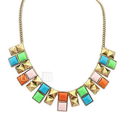 Womens European and America Punk Style (Squares) Resin Alloy Plated Statement Necklace(More Color) (1 pc)
