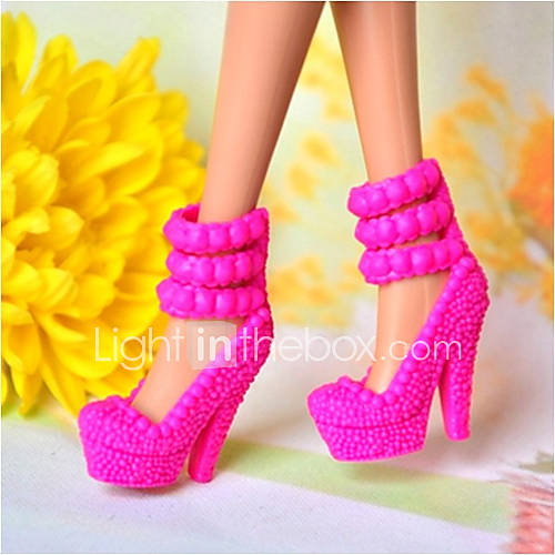 Barbie Doll Bubble Style Elegant Fuschia PVC High heeled Shoes