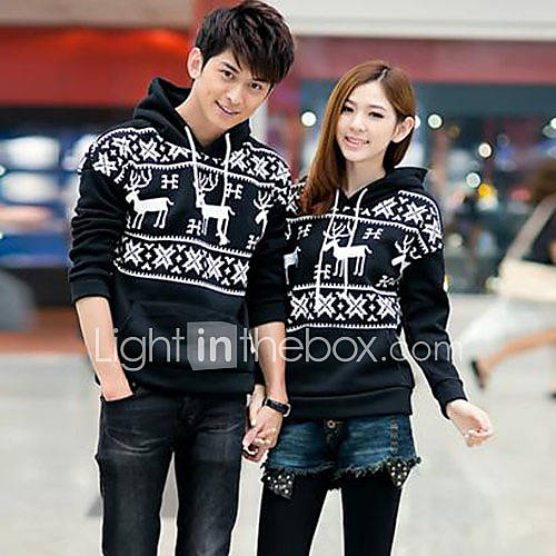 Aiyifang Casual Long Sleeve Hoodie Lovers Sweater(Black)