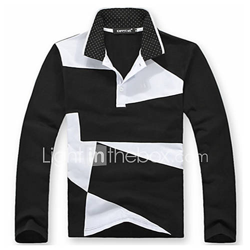 Mens Lapel Contrast Color POLO T Shirts