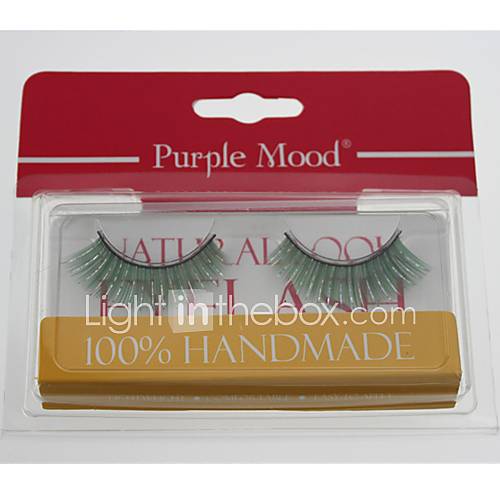1 Pair Pro High Quality Hand Made Synthetic Fiber Hair Green Color Thick Long Shimmer Cannetille Style False Eyelashes