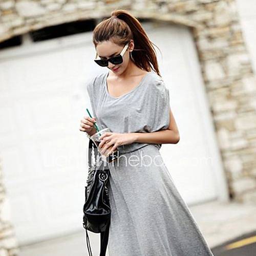 Womens V Neck Sexy Backless Solid Color Dress