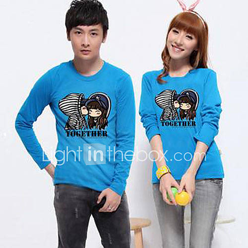 Aiyifang Casual Long Sleeve Print Lovers Shirt(Screen Color)