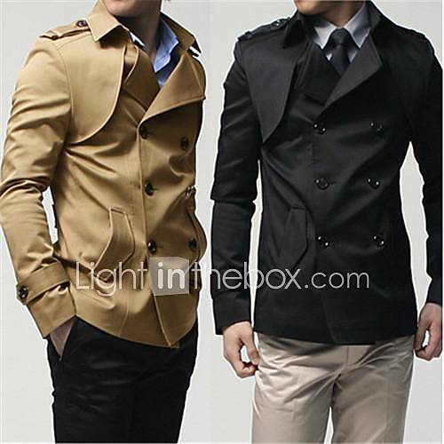 Mens Leisure Fashio Double Breasted Trench Coat Long Sleeve Mens Top