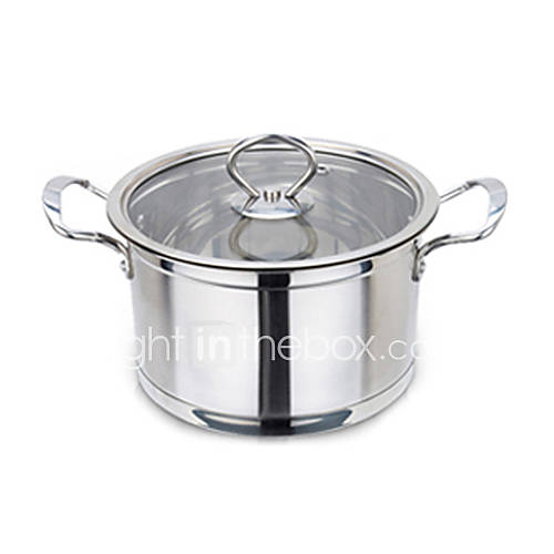 5 QT Stainless steel Soup Pot with Glass Cover, Dia 22cm x H13cm