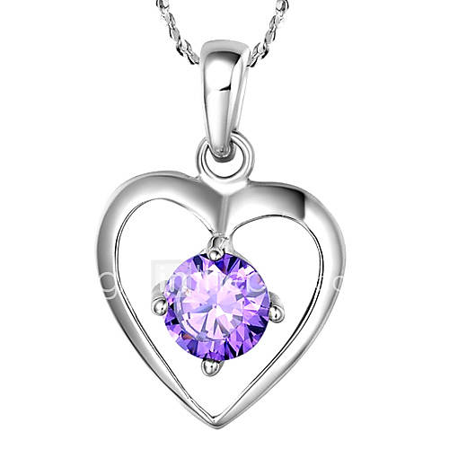 Elegant Heart Shape Womens Slivery Alloy Necklace(1 Pc)(Purple,White)