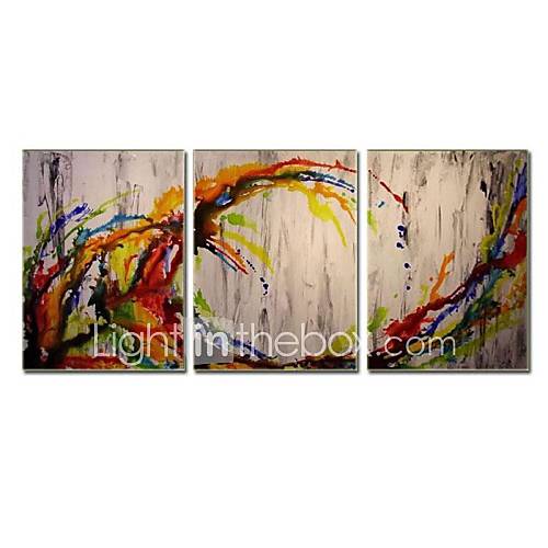 Hand Painted Oil Painting Modern Abstract with Stretched Frame Set of 3