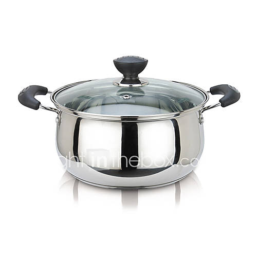 5 QT Stainless steel Soup Pot with Glass Cover, Dia 22cm x H12cm