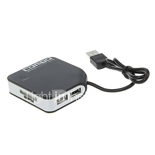 All in one Memory Card Reader with USB HUB (Black)