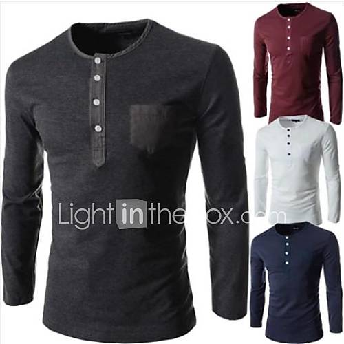 Mens Fashion Round Neck Long Sleeve Casual T shirt