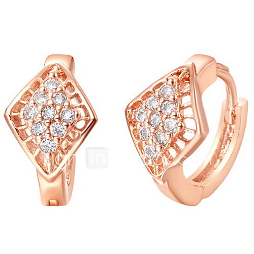 Fashionable Gold Or Silver Plated With Cubic Zirconia Rhombus Womens Earrings(More Colors)