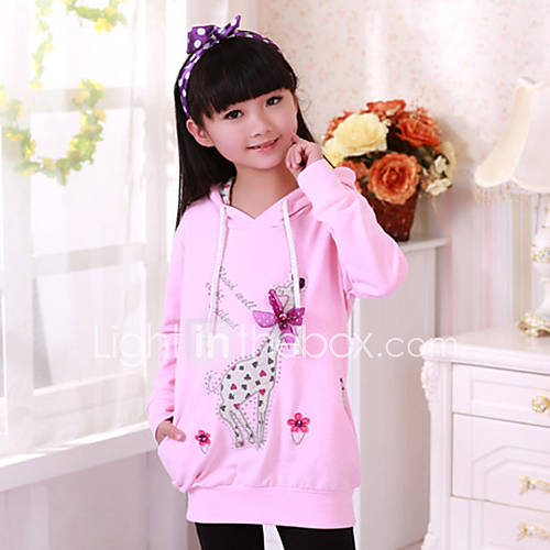 Girls Giraffe Print Lovely Cartoon Hoodies