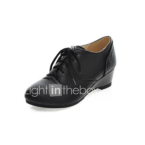 Leatherette Womens Wedge Heel Closed Toe Oxfords Shoes (More Colors)