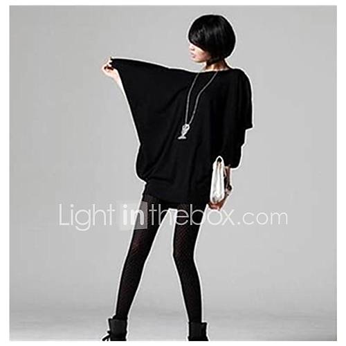 Womens Solid Color Cape Sleeve Loose T shirt