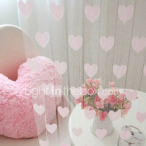 Romantic Fabric Hearts Decorated Curtain Line   Three Colors Available (39W × 78L)